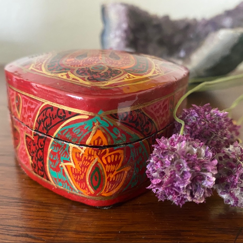 Wooden Box hand painted artisan unique - Picture 2 of 6